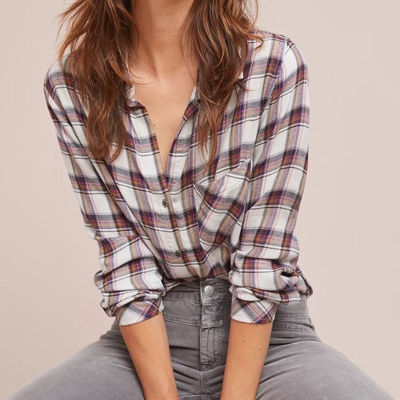 Anthropologie Cloth & Stone Eldorado Plaid Shirt Size M - Picture 1 of 8
